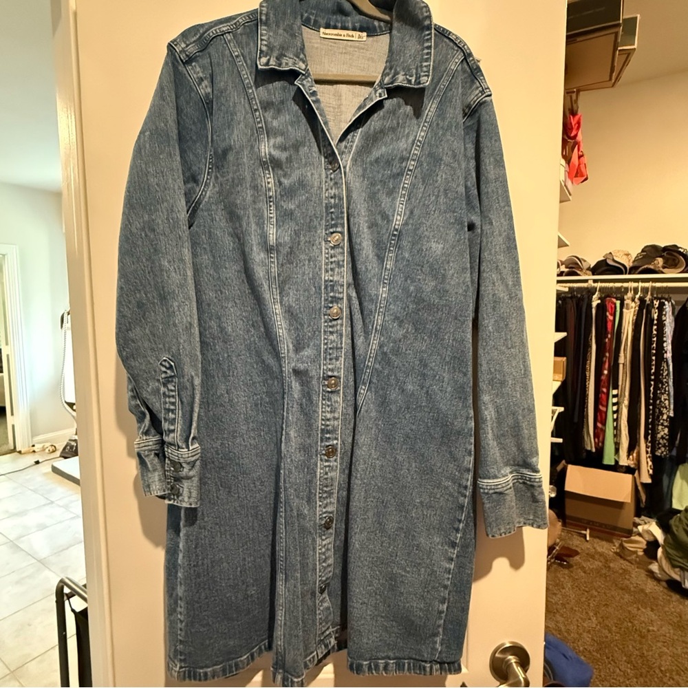Abercrombie & Fitch long sleeve button up denim dress size XL tall